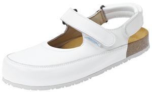 Ballerines cuir blanc, semelle intérieure liège