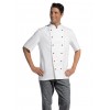 Veste de cuisine, manches courtes, 100% coton sergé fin, boutons boule