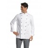 Veste de cuisine, manches longues, 100% coton, boutons boule