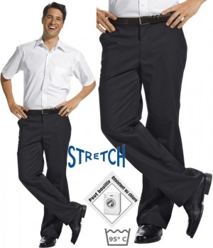 Pantalon homme noir, très confortable, Ceinture avec partie élastiquée, Stretch extensible