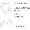 Pantalon blanc femme coton sergé fin taille élastique