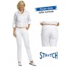 Pantalon blanc femme, coupe Jeans, tissu extensible Stretch, rivets