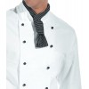 Veste de cuisine, 100% coton sergé fin, Poche poitrine, Larges manchettes à revers.