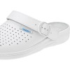 sabots hôpital, cuir blanc, bout fermés, Dessus perforé