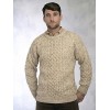 Pull Irlandais ras de cou 100% pure laine vierge, Ecru chiné