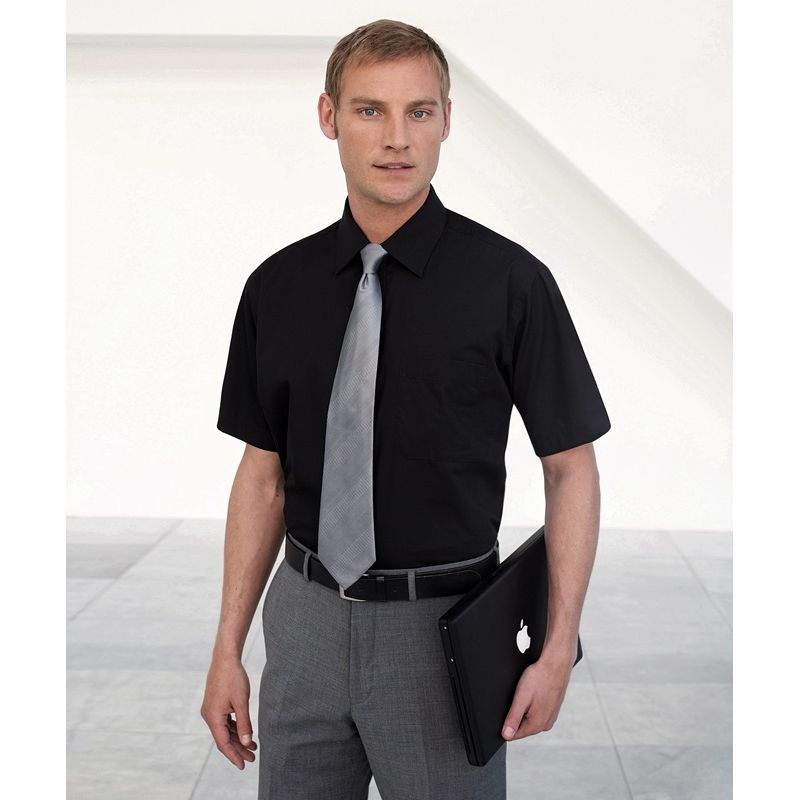 Chemise droite manches courtes noir homme