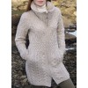 Manteau laine type pull irlandais zippé laine Merino Beige chiné