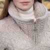 Manteau de laine en tricot irlandais Col double fermeture Zip