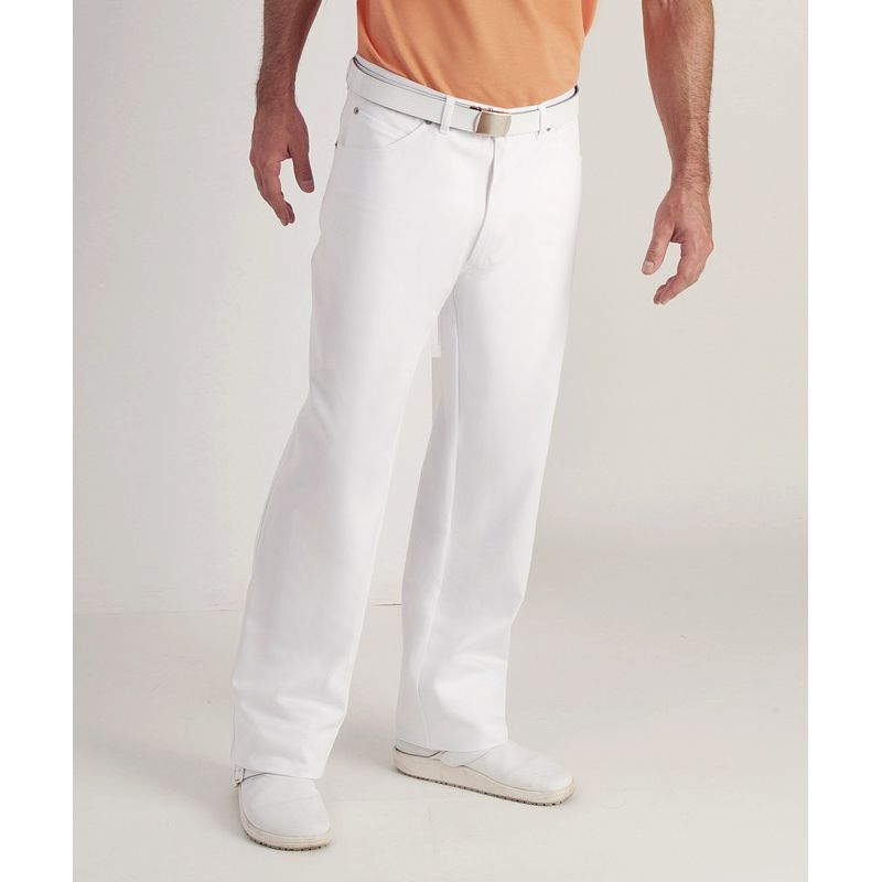 Pantalon blanc Jeans homme, 100 coton, 2 poches latérales, 2 poches arrière