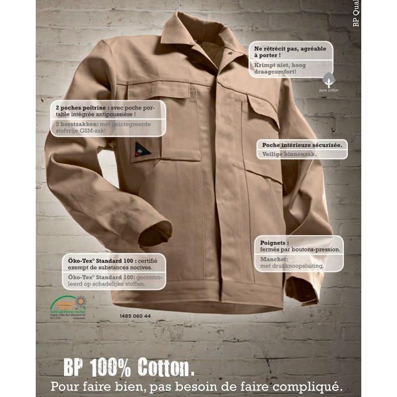 Veste de travail Bleu Roi 100% coton avec poches - BP