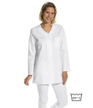 Blouse courte  pour Femme, Manches longues, Blanc, Boutons pression sous patte