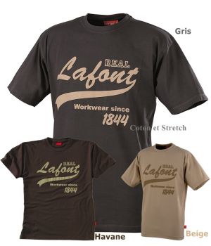 T-shirt col rond, Nikan Lafont, Style sportswear vintage, Coton et Stretch