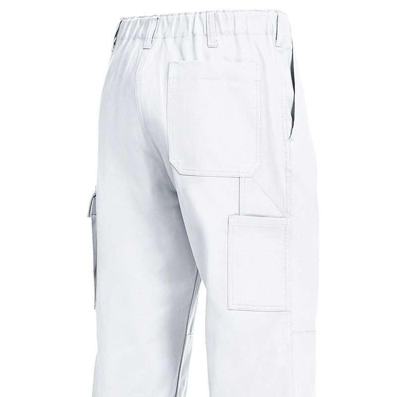 Pantalon de travail homme, 100% coton, irrétrécissable, élastique au dos
