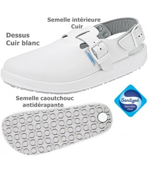 chaussures de travail, Dessus en cuir, Semelle antidérapante, Blanches