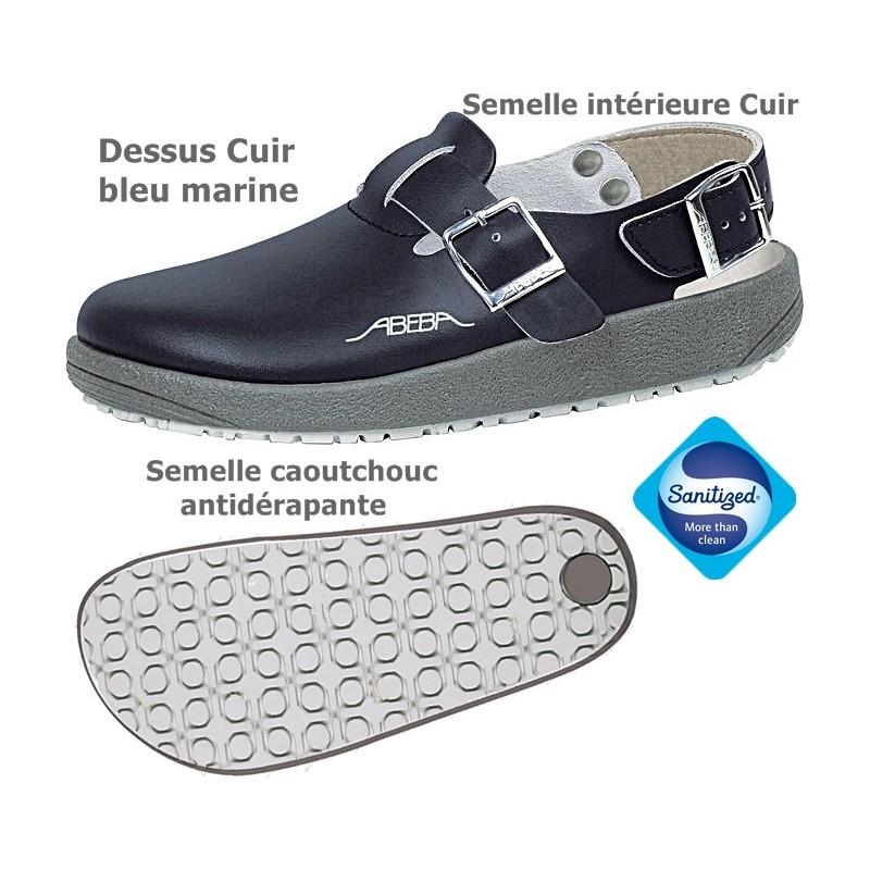 chaussures de travail, Dessus en cuir, Semelle antidérapante, Bleu marine