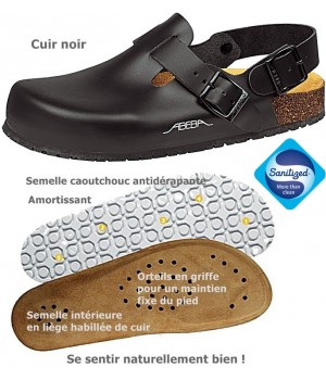 chaussures de travail, Dessus cuir, Semelle antidérapante, Noires