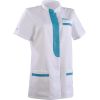 Tunique médicale cintrée Blanc parements turquoise