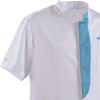 Blouse médicale courte homme 3Poches Blanc et Turquoise