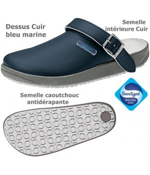 chaussures de travail, Dessus et semelle intérieure cuir, Semelle antidérapante, bleu marine