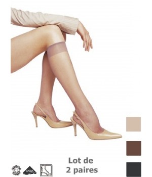 Mi-bas femme, Polyamide-élasthanne, 15 deniers, taille unique, Lot de 2 paires Mi-bas femme, Polyamide-élasthanne, 15 deniers, taille unique, Lot de 2 paires