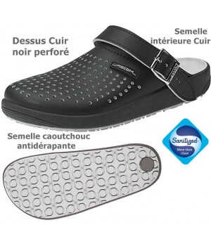 chaussures de travail, Dessus et semelle intérieure cuir, Semelle antidérapante, Noires