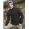 Pull Irlandais homme Zip Laine Mérinos Charbon 