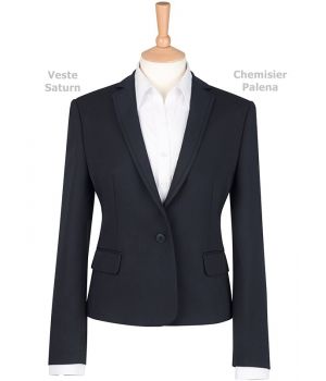 Veste Femme, Coupe ajustée, Taille 50 en Noir,1 bouton, Revers étroit, 100% polyester