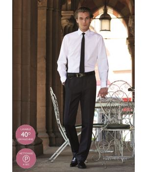 Pantalon Homme, Noir, Taille 46 et 52-54, Coupe ajustée, Sans pinces, 100% Polyester.