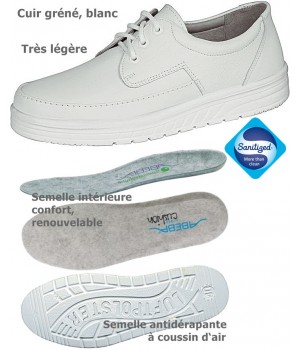 chaussures de travail Cuir Coussin d'air Antidérapant Antistatic Blanc