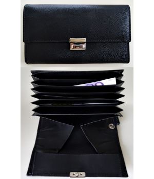 Porte Monnaie Cuir, 7 Poches à Soufflets, 1 Compartiment Monnaie