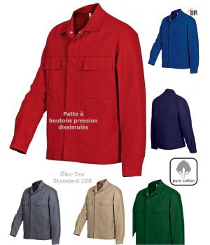 Blouson de Travail,Rouge Taille 58/60, Garanti Grand Teint, 100% Coton irrétrécissable.