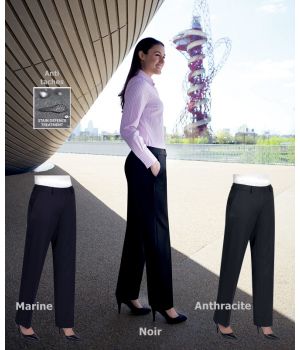 Pantalon femme, Jambe droite, 2 poches latérales, Polyester et Viscose