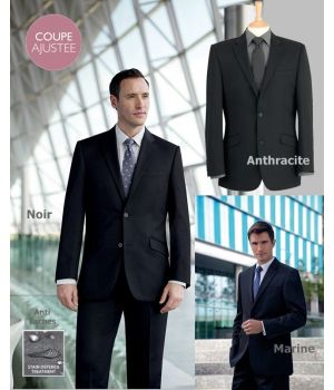 Veste homme, Coupe droite, 2 boutons devant, Polyester et Viscose