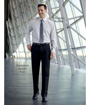 Pantalon homme, Taille 42/44, Coupe ajustée, Sans pinces, Polyester et Viscose.