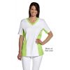 Blouse infirmière Piqué de coton Blanc et Vert clair