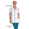 Blouse courte infirmière Blanc Zip Turquoise