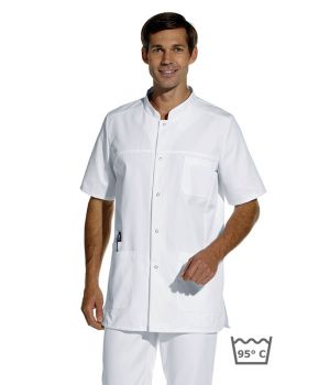 Blouse médicale courte homme, Boutons pression, peut bouillir à 95°C