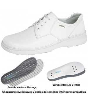 chaussures Reflexor® Homme Cuir blanc Semelle massante Cousu main