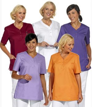 Tunique pour femmes à manches courtes, Col en V arrondi avec 2 boutons-pression