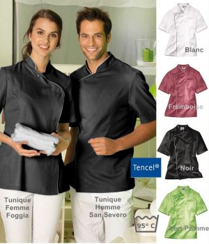 Tunique homme manches courtes, Noire taille 44.