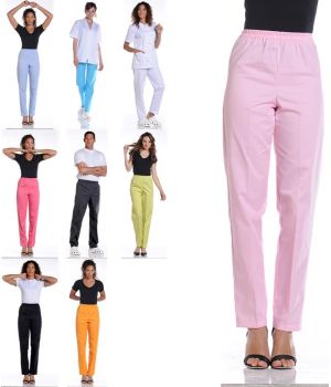 Pantalon Mixte Femme et Homme droit, Taille élastiquée, Bleu ciel Taille L.
