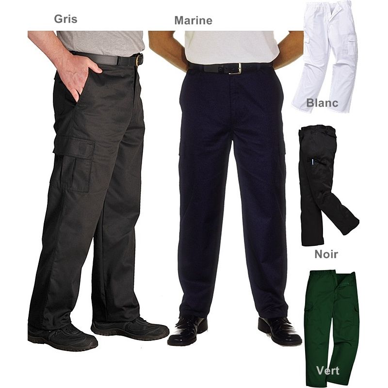 Pantalon de travail homme, polyester coton, nombreuses poches