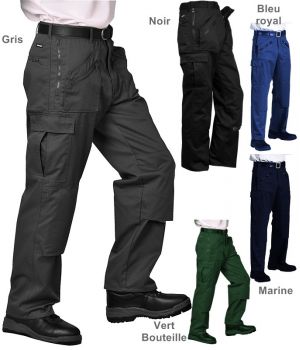 Pantalon de Travail Homme, Polyester Coton, Nombreuses Poches Zip