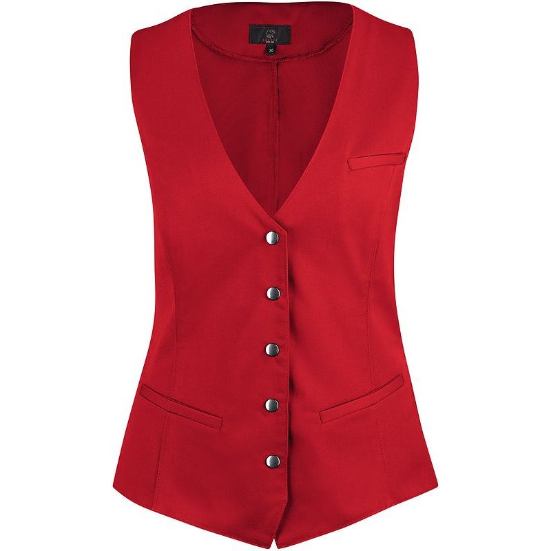 Gilet de service femme, boutons pression, poches latérales, poche poitrine