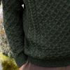 Sweater Irlandais femme homme Laine Mérinos Vert armée