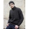 Pull Irlandais pour femme et homme, Col roulé, couleur charbon