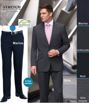 Pantalon Homme, Coupe ajustée, Sans pinces, résistance, fluidité et élégance