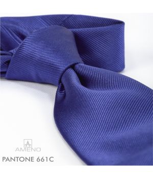 Cravate 100% Soie, Bleu Saphir, Doux au toucher, Traité anti taches, Largeur 7 cm