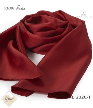 Foulard Femme 100% Soie, Bordeaux, Doux au toucher, 20 x 160 cm.