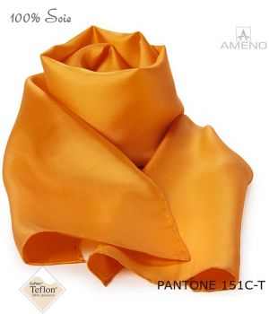 Foulard Femme 100% Soie, Orange, Doux au toucher, 20 x 160 cm